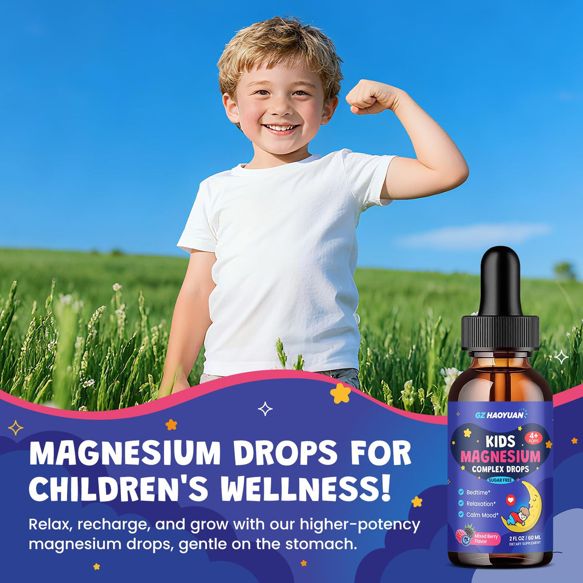 Flacon de magnésium liquide GZ HAOYUAN sur une table