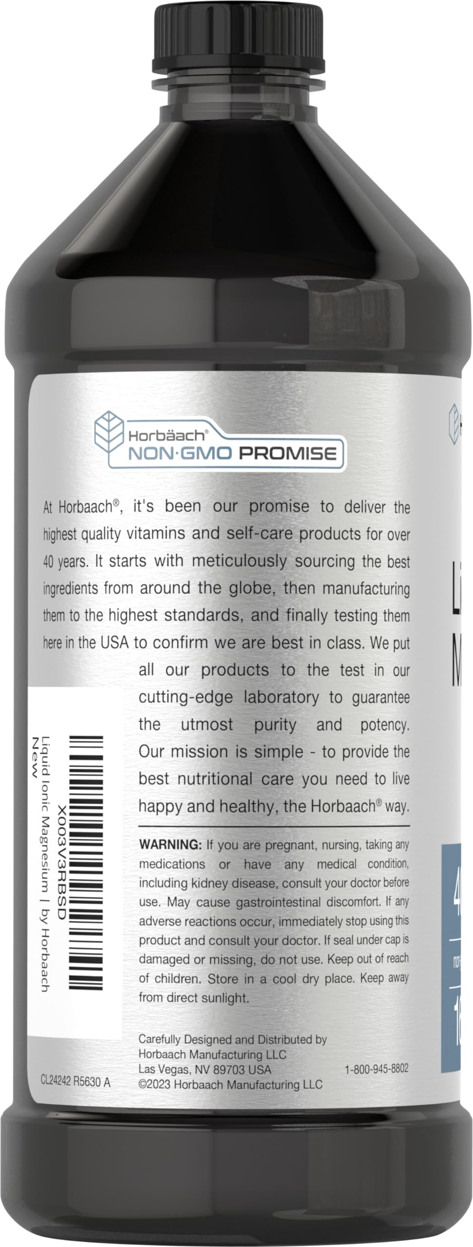 Flacon de magnésium liquide Horbäach 16 fl oz sur une table