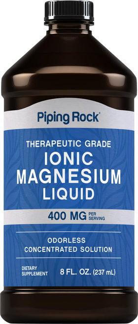 Flacon de magnésium liquide ionique Piping Rock 400 mg, vue avant