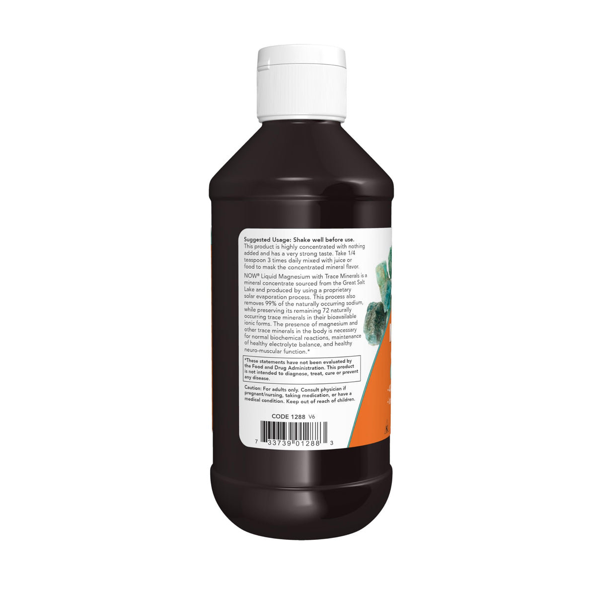 Flacon de Magnésium Liquide NOW Foods avec bouchon ouvert