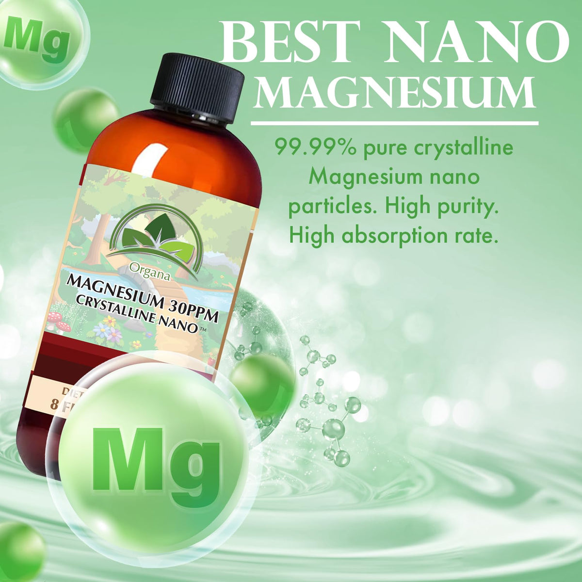 Flacon de magnésium liquide NutriNoche avec étiquette et dose