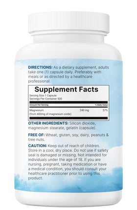 Flacon de magnésium oxide Micro Ingredients avec des capsules versées