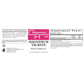 Flacon de Magnésium Taurate Cardiovascular Research avec étiquette visible