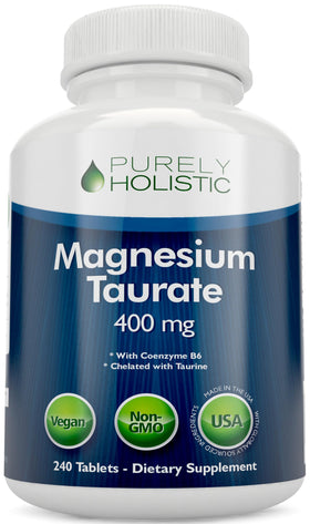 Flacon de Magnésium Taurate Purely Holistic 400MG avec 240 comprimés