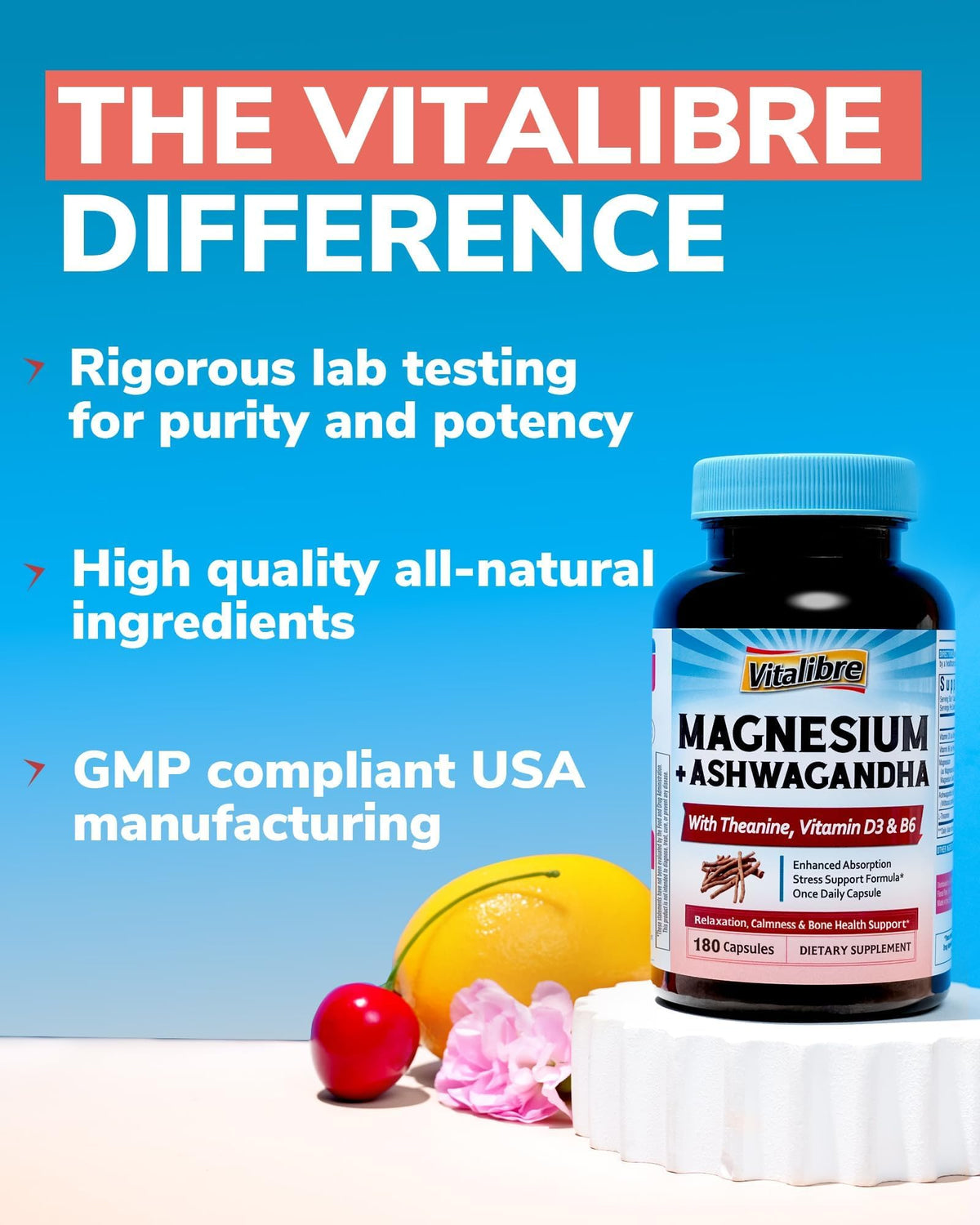 Flacon de Magnésium Vitalibre avec capsules à côté