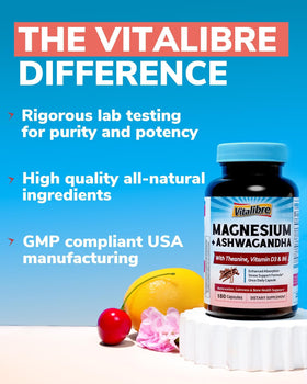Flacon de Magnésium Vitalibre avec capsules à côté