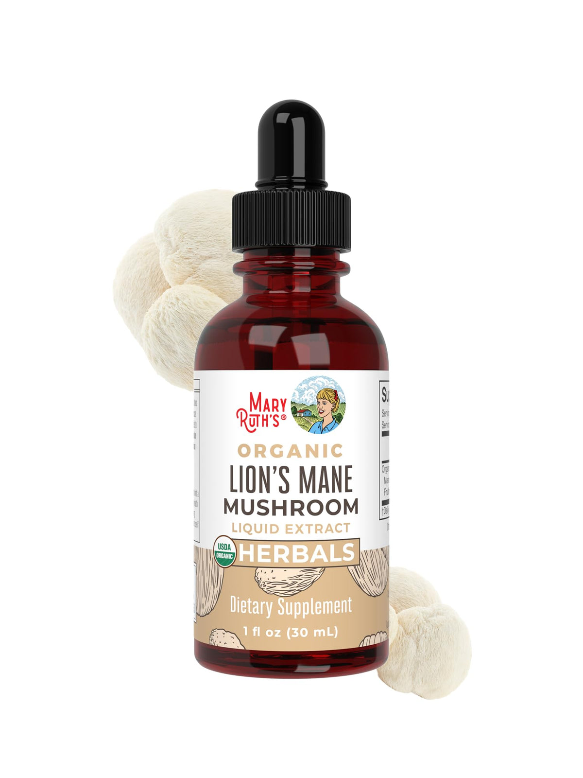 Flacon de MARYRUTH'S Complément Alimentaire Champignon Lion's Mane 1 Fl Oz