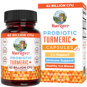 Flacon de MARYRUTH'S Curcuma Probiotiques 60 capsules vue de face