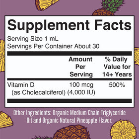 Flacon de MARYRUTH'S Gouttes de Vitamine D3 avec étiquette