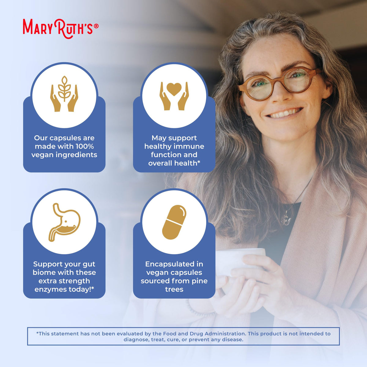 Flacon de MARYRUTH'S Multi-Enzymes à côté d'autres compléments alimentaires