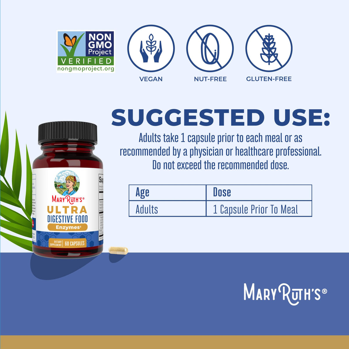 Flacon de MARYRUTH'S Multi-Enzymes ouvert avec capsules visibles