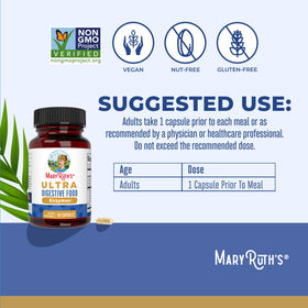 Flacon de MARYRUTH'S Multi-Enzymes ouvert avec capsules visibles