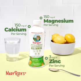 Flacon de MARYRUTH'S Multimineral à côté d'autres compléments alimentaires