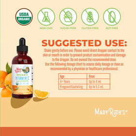Flacon de MARYRUTH'S Vitamine C Liquide avec étiquette détaillée