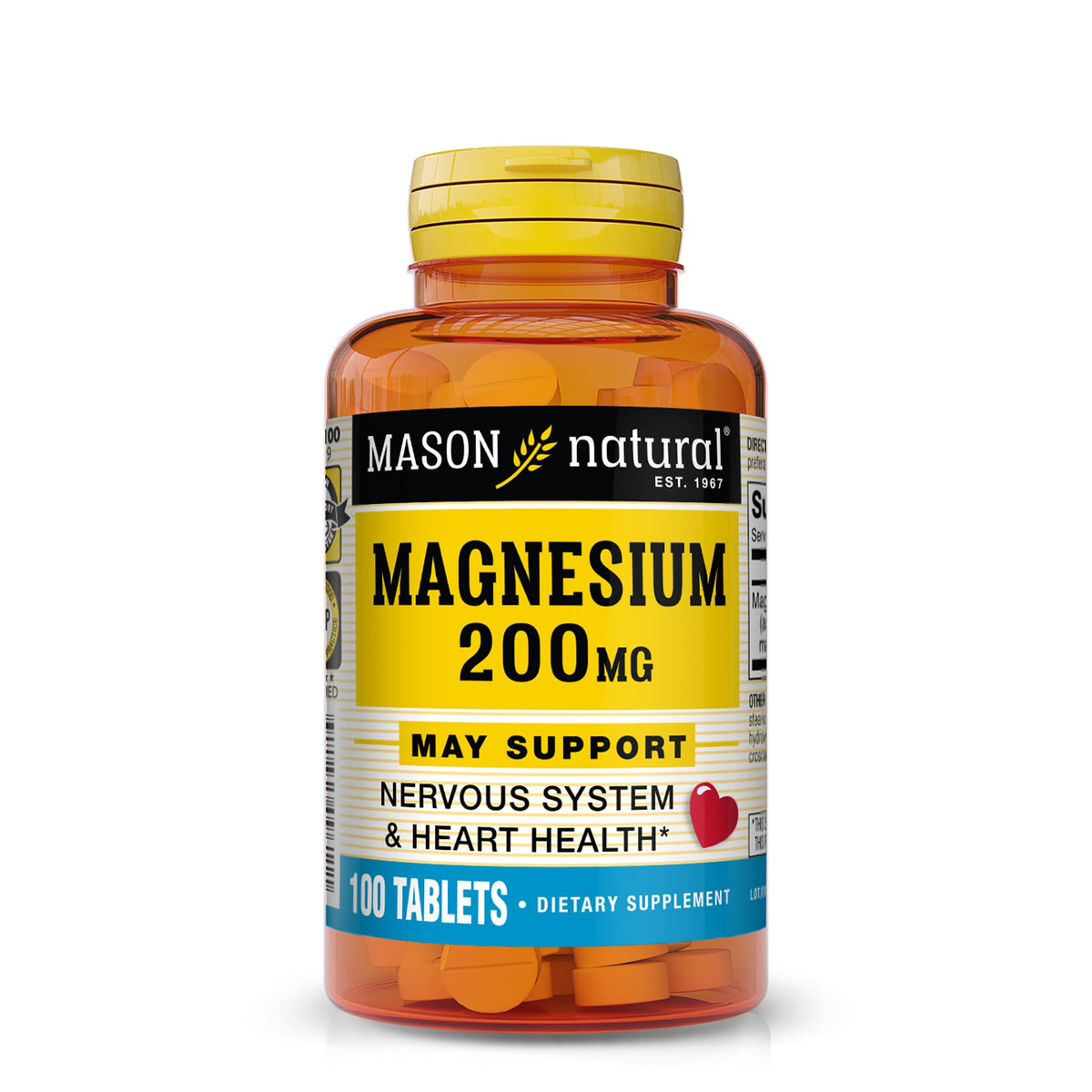 Flacon de MASON NATURAL Magnésium 200 mg, 100 comprimés
