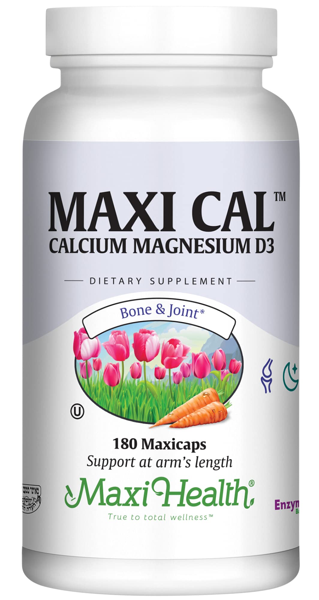 Flacon de Maxi Health Calcium 1000 mg avec D3 et Magnésium, 180 capsules