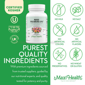 Flacon de Maxi Health Huile de Onagre 1500mg avec étiquette visible