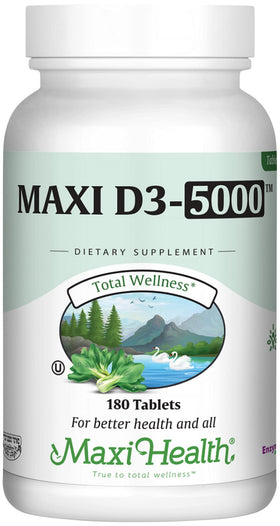 Flacon de Maxi Health Vitamine D3 5000 UI 180 comprimés