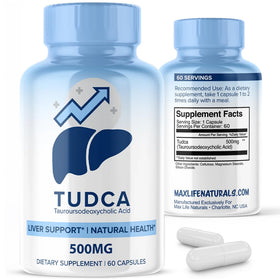 Flacon de MAXLIFE NATURALS TUDCA 500mg 60 capsules vue de face