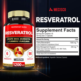 Flacon de Mecisco Trans-Resvératrol avec étiquette