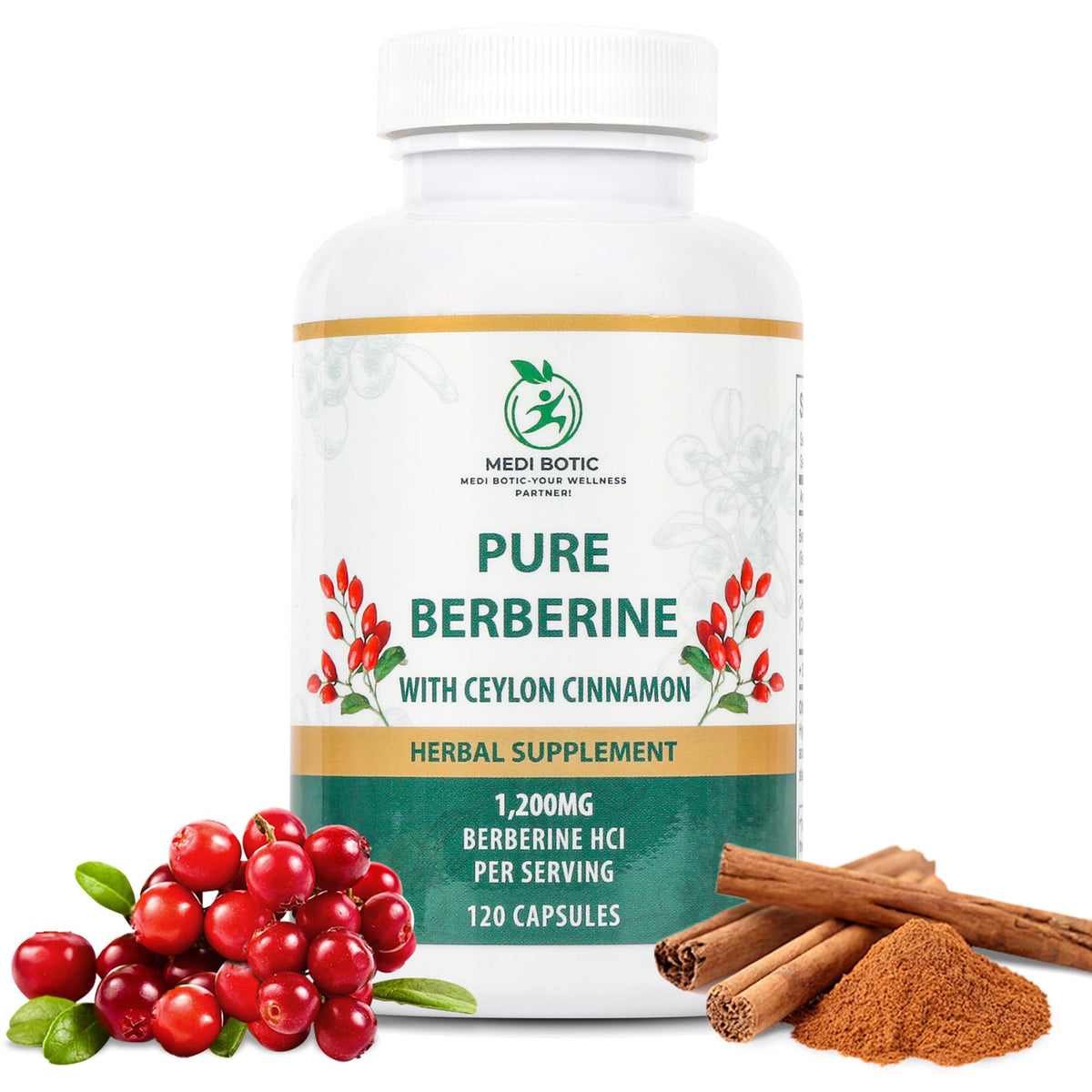 Flacon de MEDI BOTIC Berberine avec Cannelle de Ceylan 120 capsules