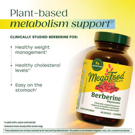 Flacon de MegaFood Berberine Phytosome avec des capsules à côté
