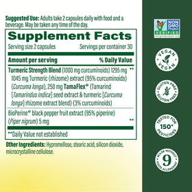 Flacon de MegaFood Curcuma avec étiquette descriptive