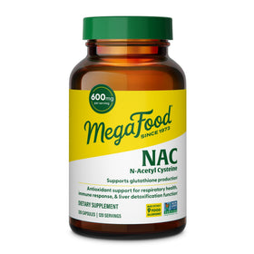 Flacon de MegaFood NAC N-Acétylcystéine 600mg, 120 capsules