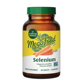 Flacon de MegaFood Sélénium 50mcg 60 comprimés vue de face