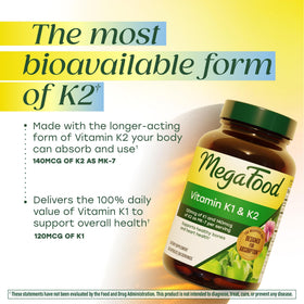 Flacon de MegaFood Vitamine K1 & K2 sur une table
