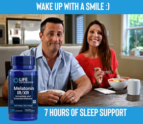 Flacon de Melatonin IR/XR Life Extension ouvert, vue de dessus