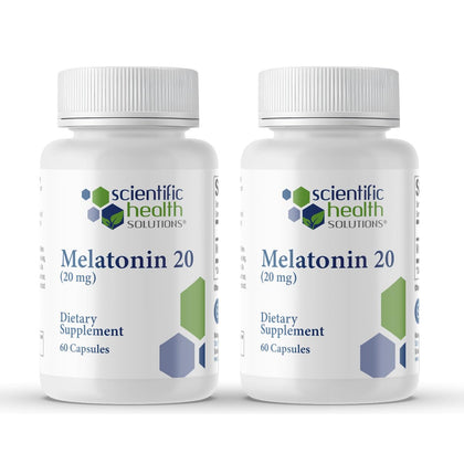 Flacon de mélatonine 20mg Scientific Health Solutions, vue de face