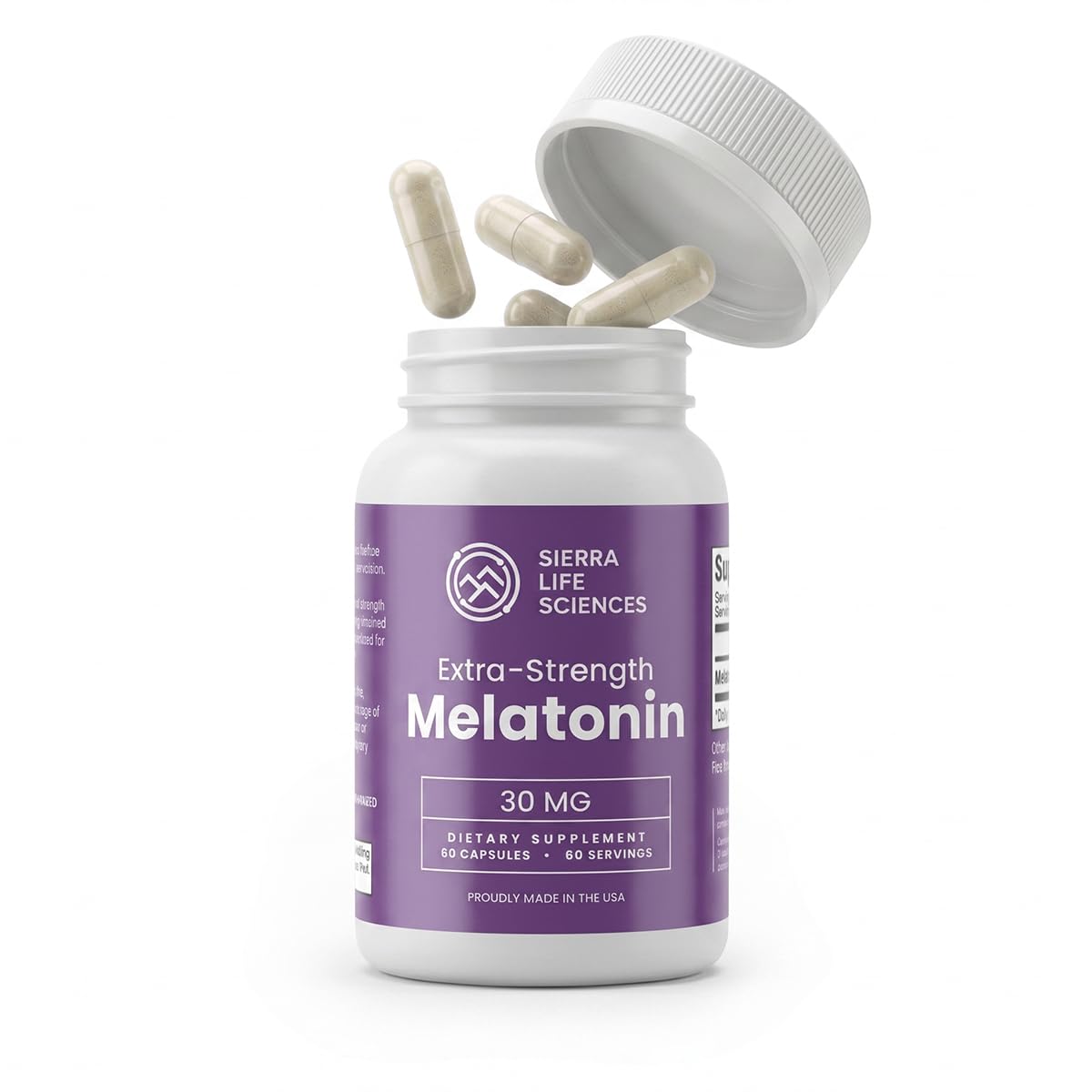 Flacon de mélatonine 30 mg SIERRA LIFE SCIENCES avec 60 capsules