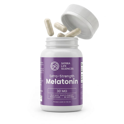 Flacon de mélatonine 30 mg SIERRA LIFE SCIENCES avec 60 capsules