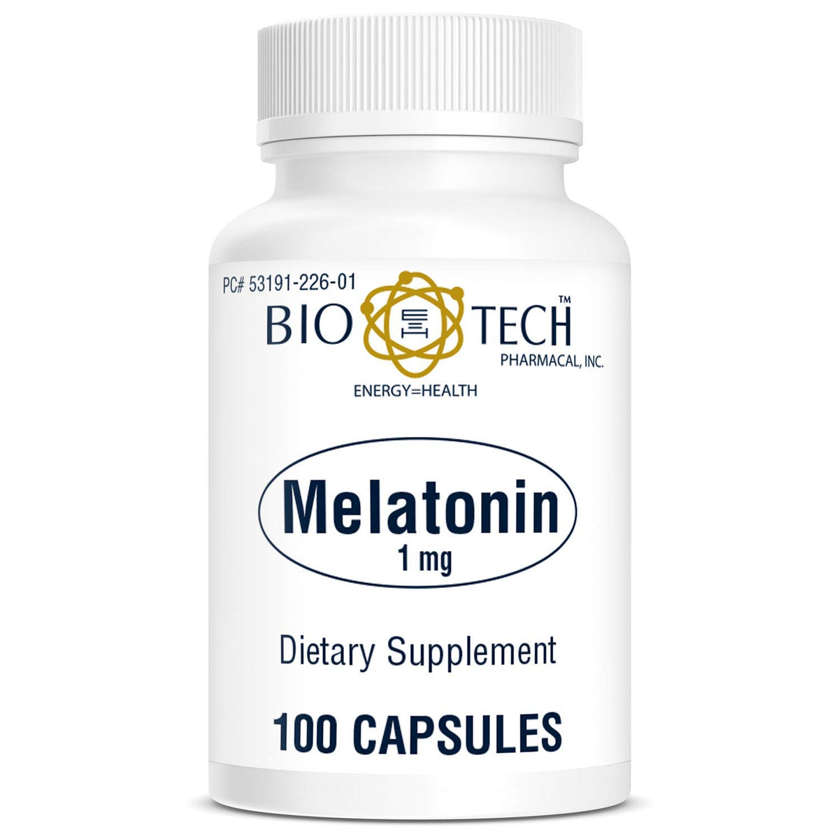 Flacon de mélatonine Bio-Tech Pharmacal 1 mg avec 100 capsules