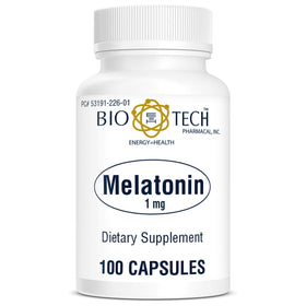Flacon de mélatonine Bio-Tech Pharmacal 1 mg avec 100 capsules