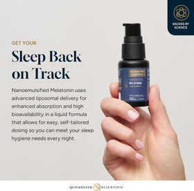 Flacon de mélatonine liposomale Quicksilver Scientific avec dose de 1 mg