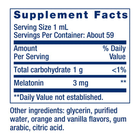 Flacon de mélatonine liquide Life Extension 3 mg Citrus-Vanille avec étiquette visible