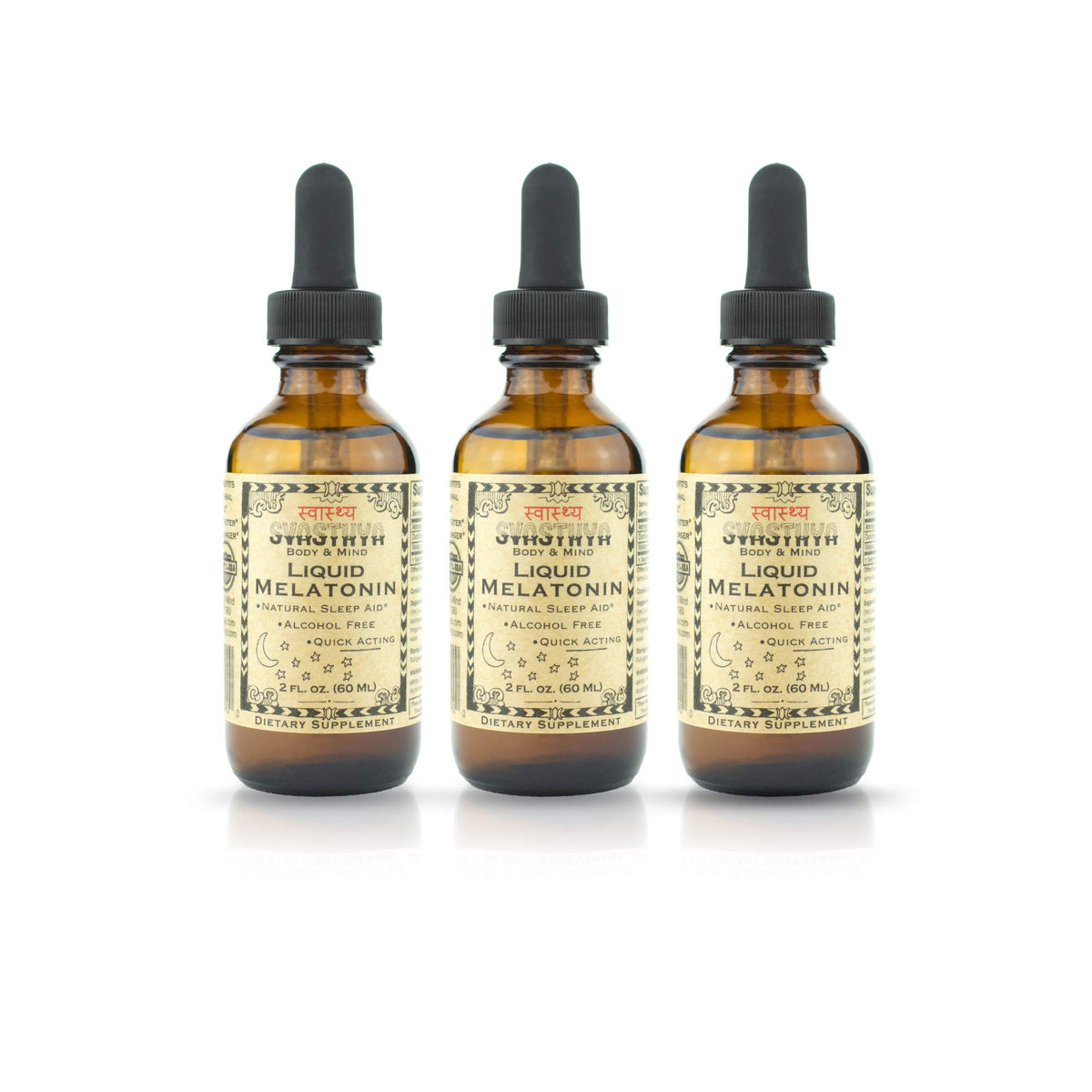 Flacon de mélatonine liquide Svasthya 2 oz vue de face