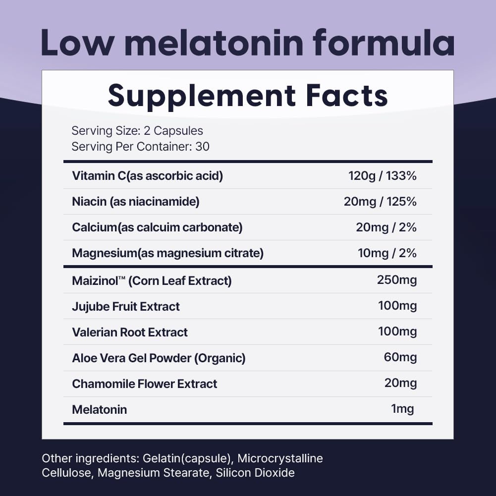 Flacon de melatonine Univera sur une table de nuit