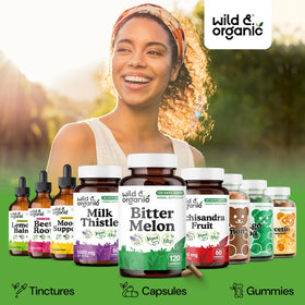 Flacon de melon amer Wild & Organic avec étiquette visible