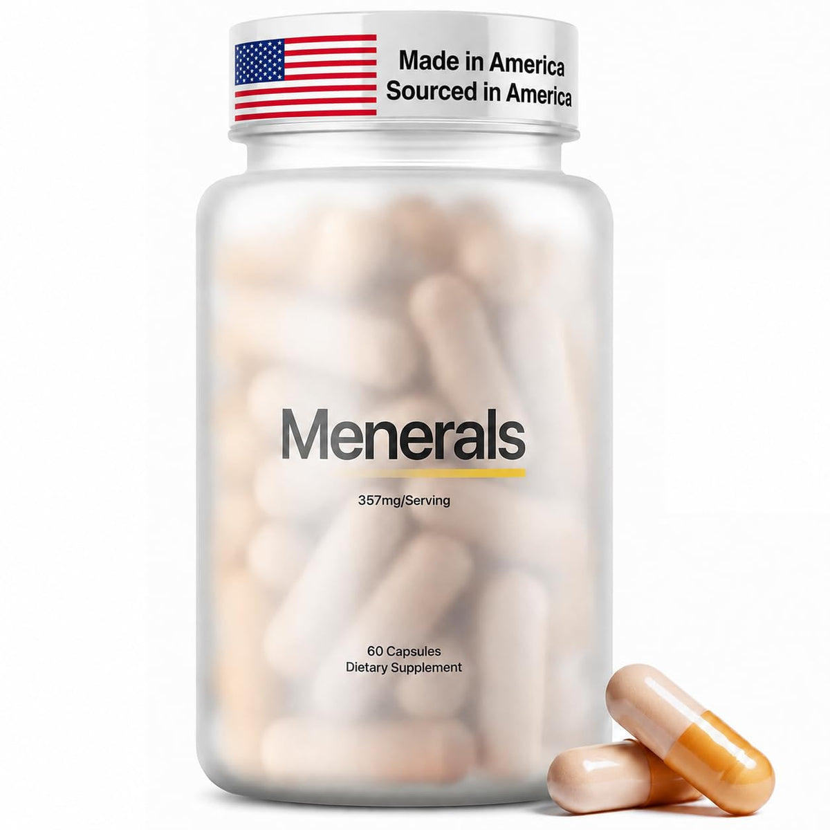 Flacon de Menerals Complément Minéral 60 Capsules avec étiquette visible