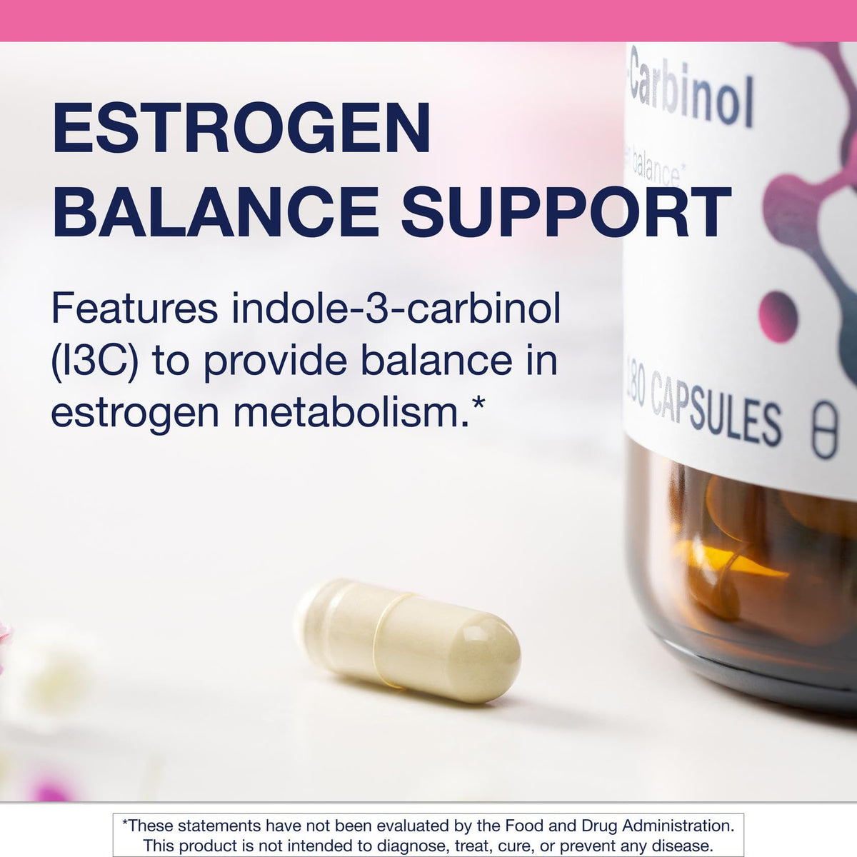 Flacon de Metagenics Meta Indole-3-Carbinol avec étiquette visible
