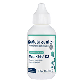 Flacon de Metagenics MetaKids Vitamine D3 1000 IU gouttes liquides