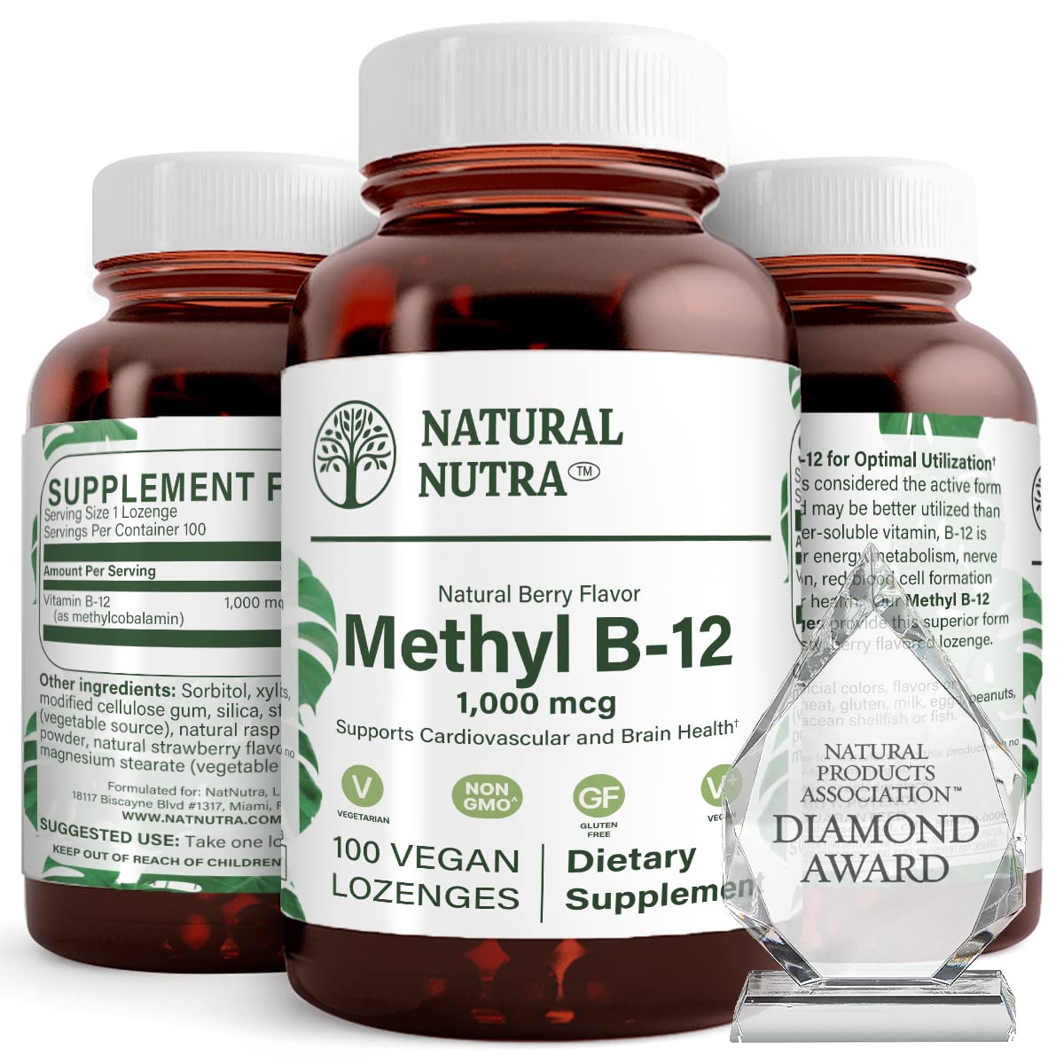 Flacon de Methyl B12 1000mcg de Natural Nutra, vue avant