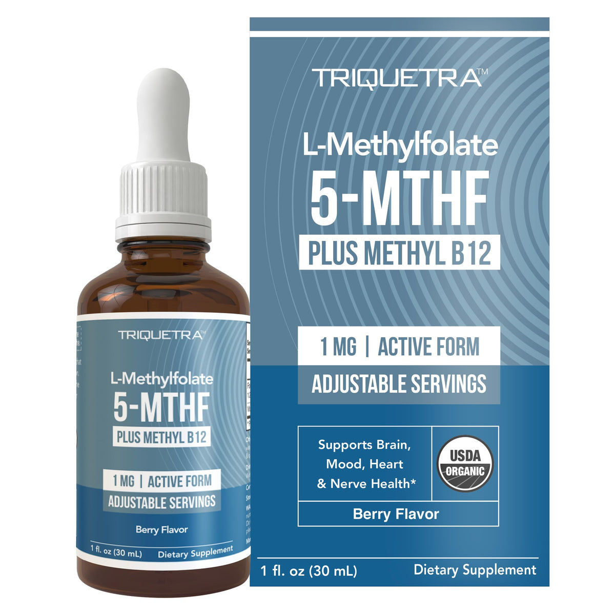 Flacon de Methyl Folate 1000 mcg de Triquetra Health, vue de face
