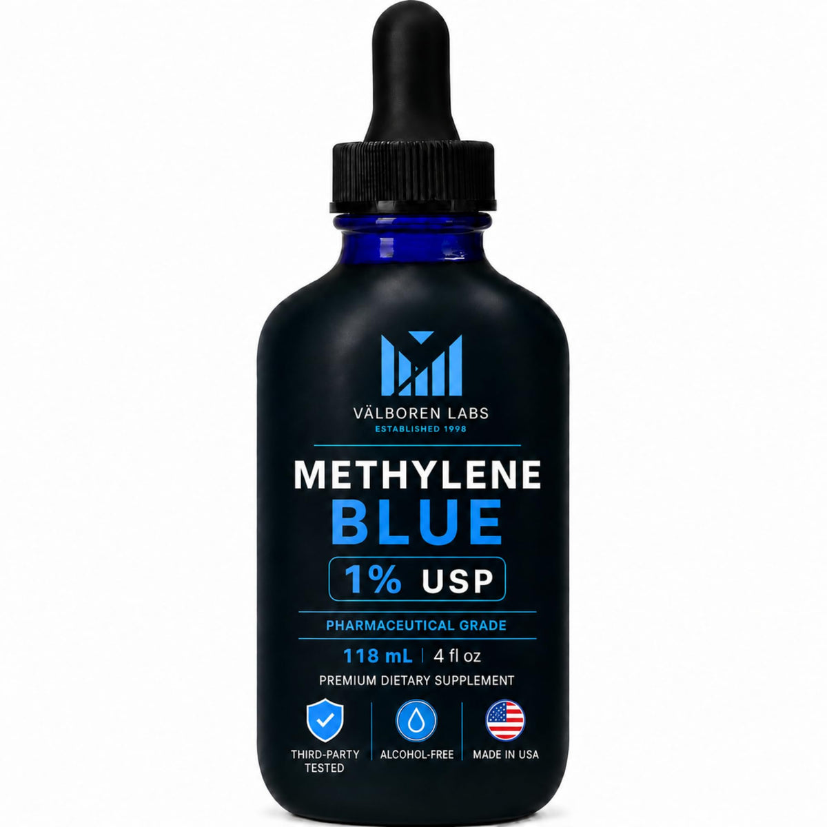 Flacon de Methylene Blue 1% 118ML Valboren Labs vue de face