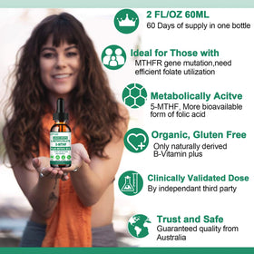 Flacon de Methylfolate 15 mg AMENQ hHEALTH avec dosage