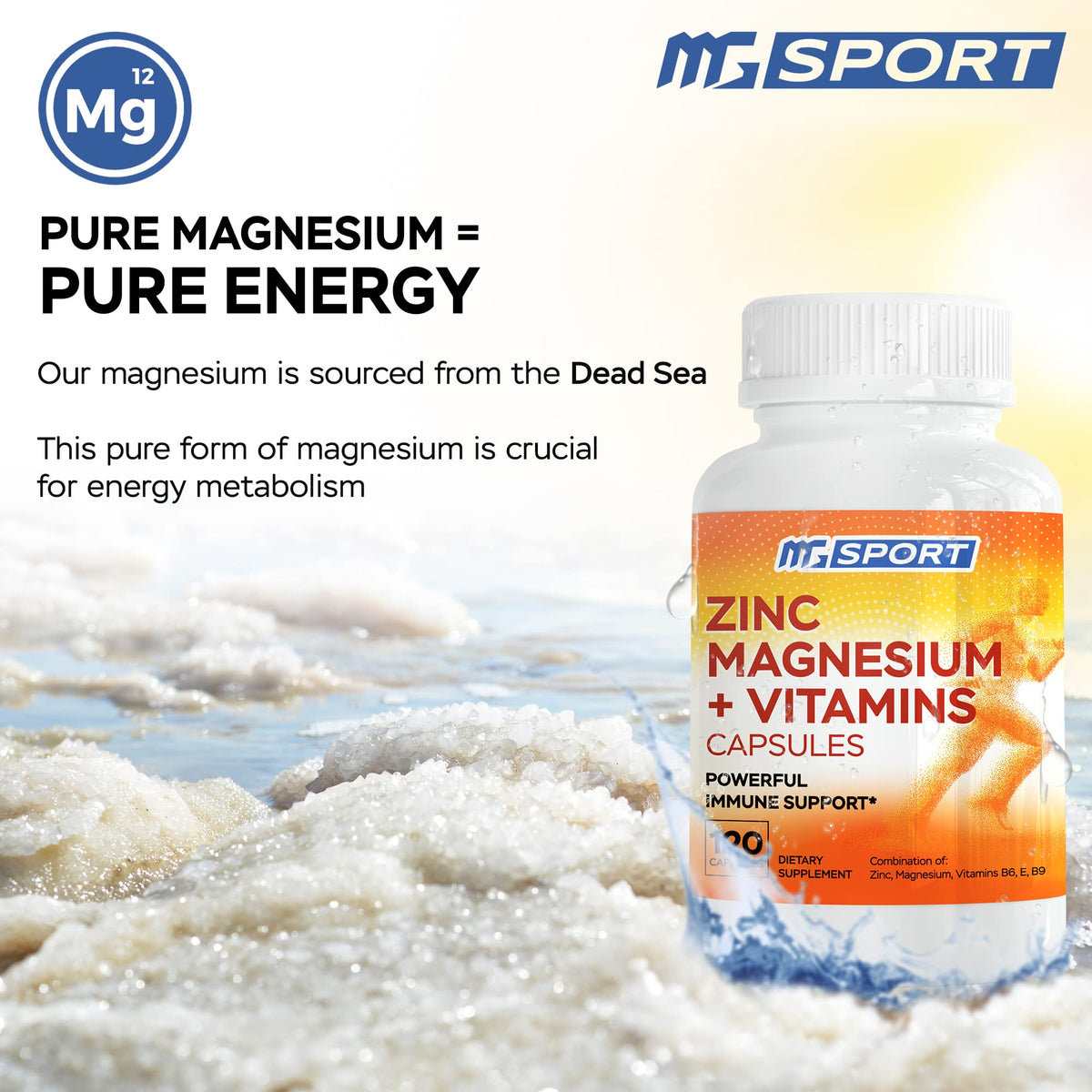 Flacon de MgSport ZMA avec capsules sur un fond neutre