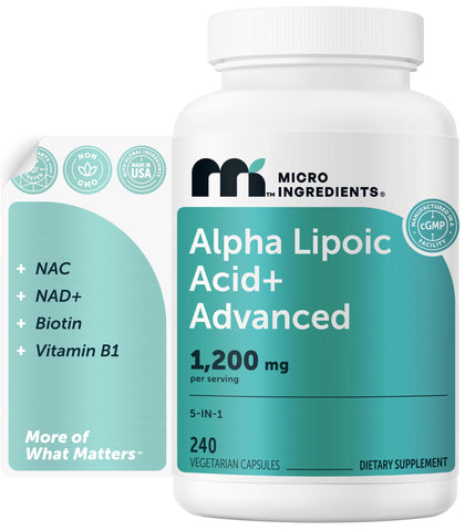 Flacon de Micro Ingredients Acide Alpha-Lipoïque+ 240 capsules végétales